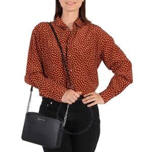 MICHAEL KORS Large Jet Set Crossbody Black Leather Gold Chain Handbag Purse MINT